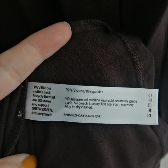 Eileen Fisher Long Sleeve Chocolate Brown Stretch Jersey Knee Length Dress XS - Picture 10 of 13